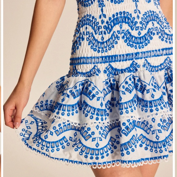 Commense Strapless Dress with Blue Patterns - Picture 3 of 9